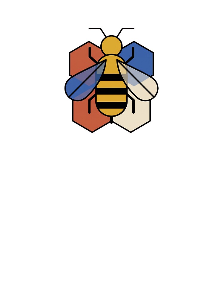 Geometric Bauhaus Bee Honeycomb Minimal Art by Ninjacatoff