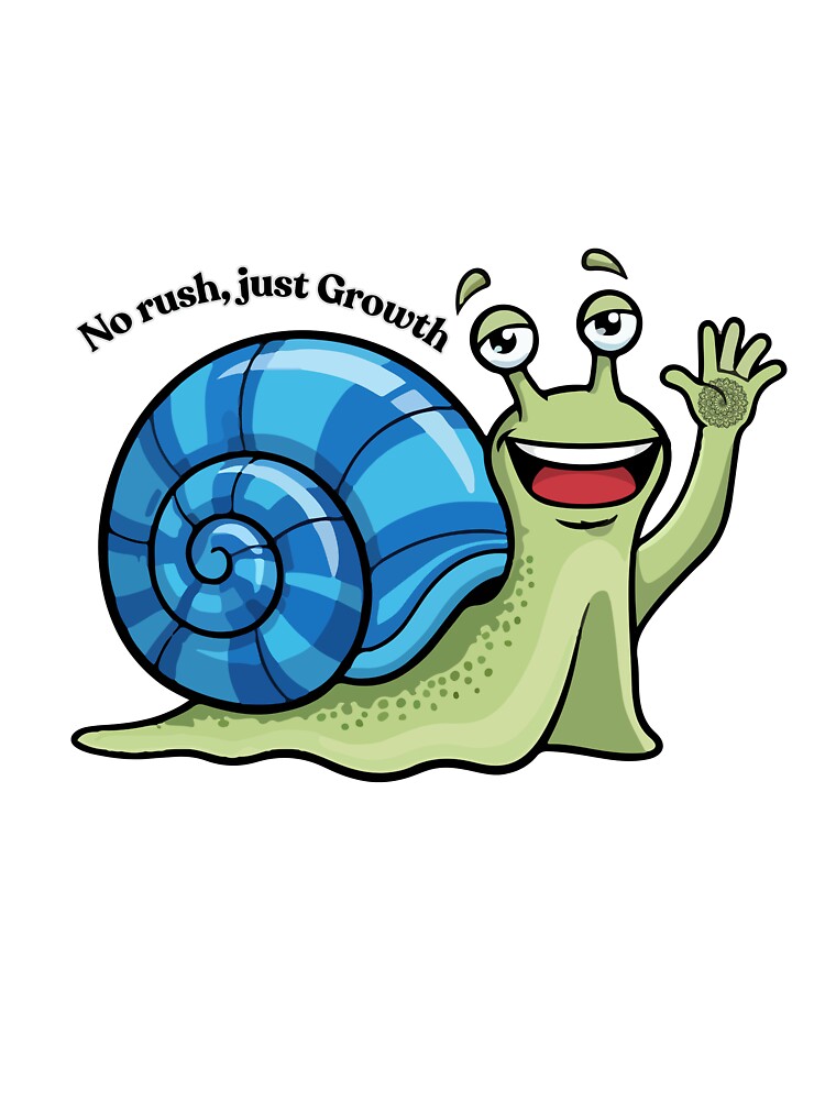 Blue Spiral Snail Sticker | No Rush Just Growth Quote Design by Pandey14