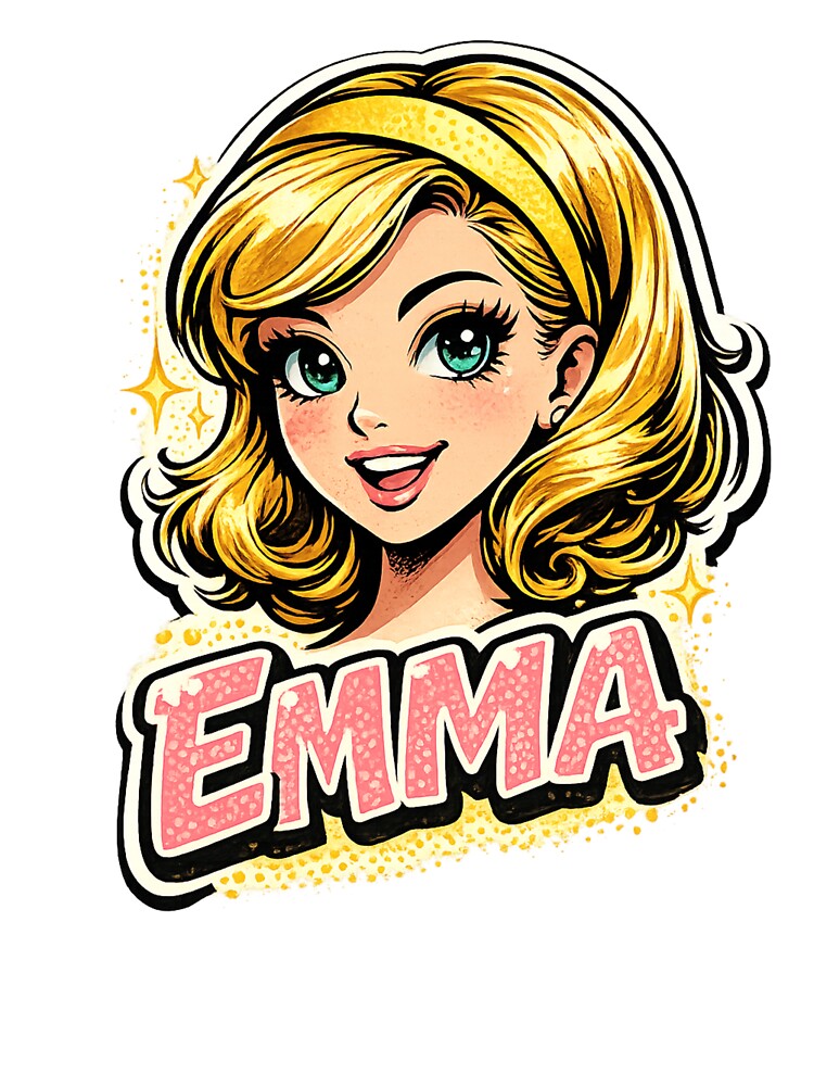 Emma – Cute Girl Name Mascot by AlexLineArt