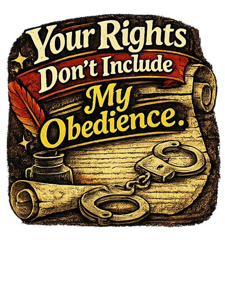 Your Rights Don’t Include My Obedience. Funny Political Sarcasm Shirt by Slightly Uncalled For