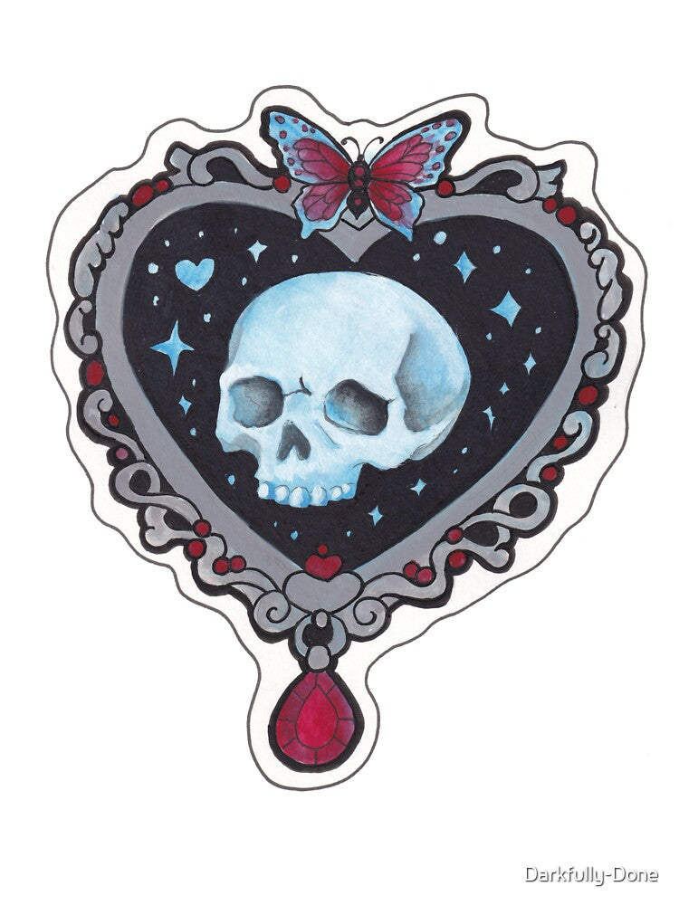 Memento Mori Skull Heart — Pastel Goth Butterfly Jewel Creepy Cute Print by Darkfully-Done