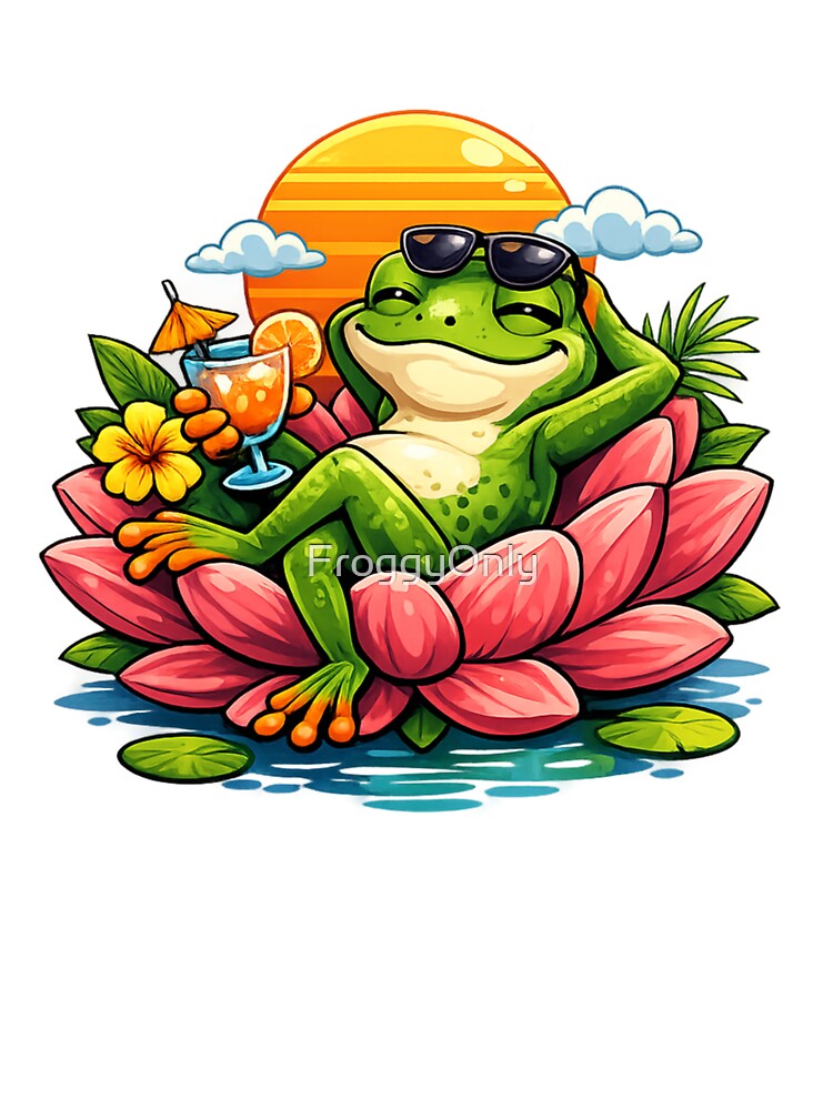 Relaxing frog on a pink lotus by FroggyOnly
