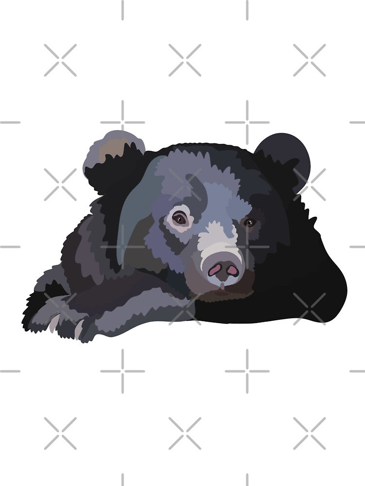 M  is For Moon Bear,Moon Bear Artwork – Striking Asiatic Black Bear Illustration and Wildlife Design by PrettylittlepastelUk