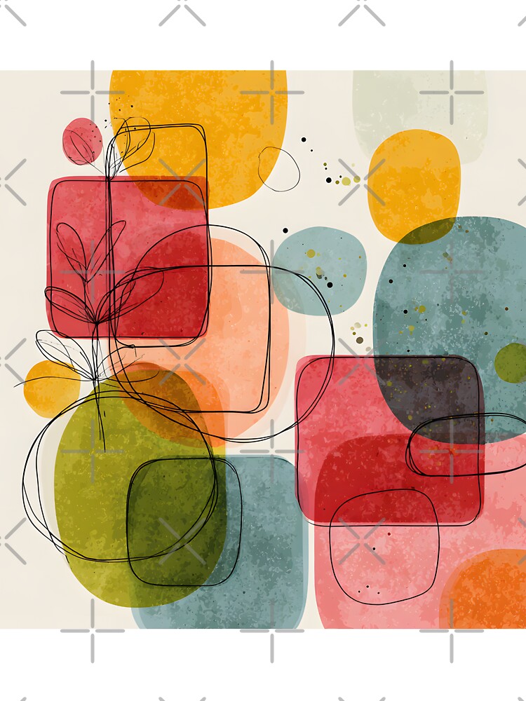 Mid Century Abstract Design | Organic Shapes Art | Modern Minimalist Geometric Poster by GrinGalore