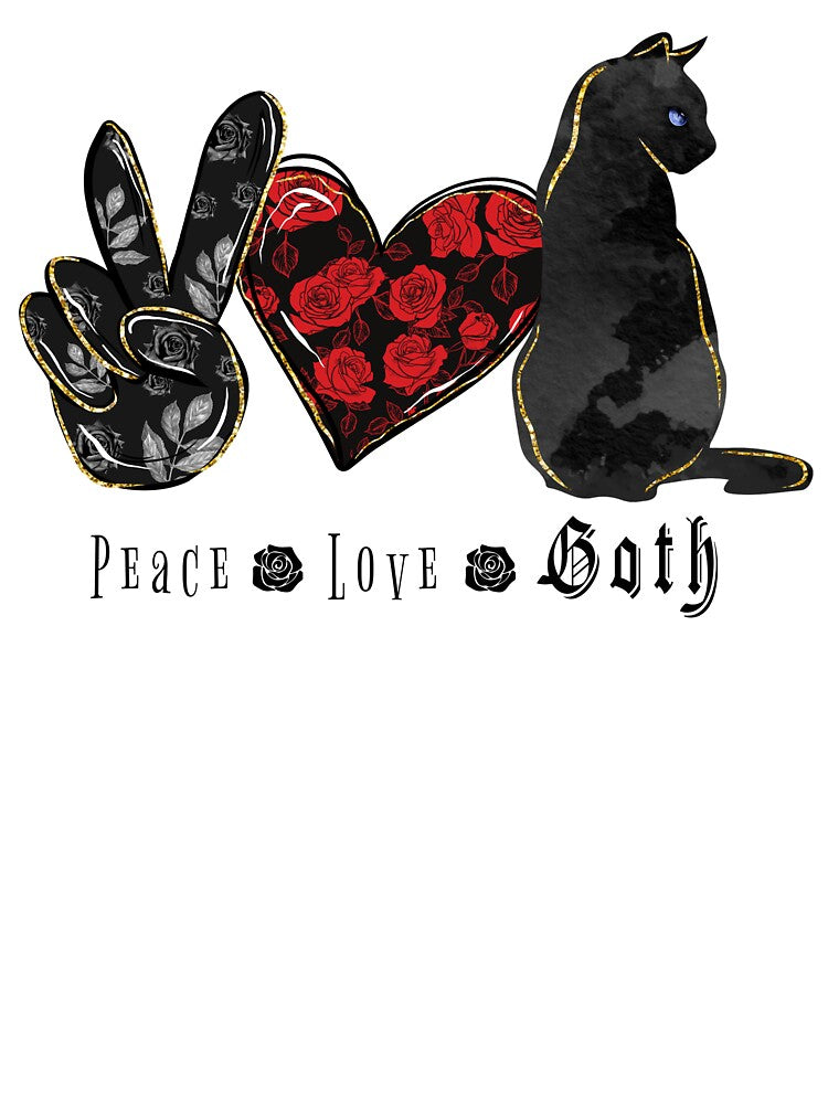Peace Love Goth Cat – Dark Gothic Aesthetic Black Cat Design by NightSpell