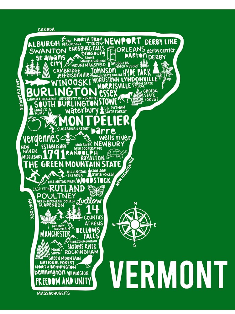Vermont Map by fiberandgloss