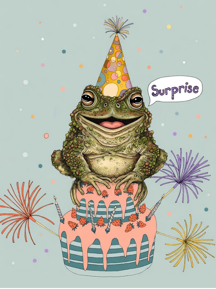 Goblincore Tod Birthday | Retro Arcade Carpet Cute Goblin Fantasy Card Art by Ruta