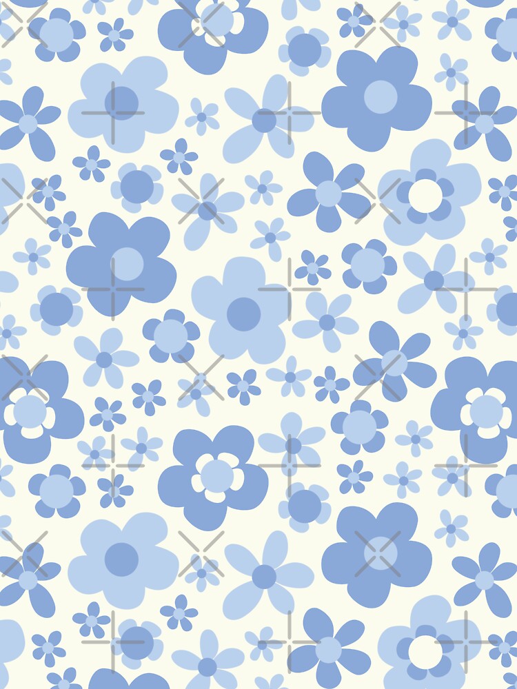 PASTEL BLUE BOHO RETRO FLOWERS by blomastudios