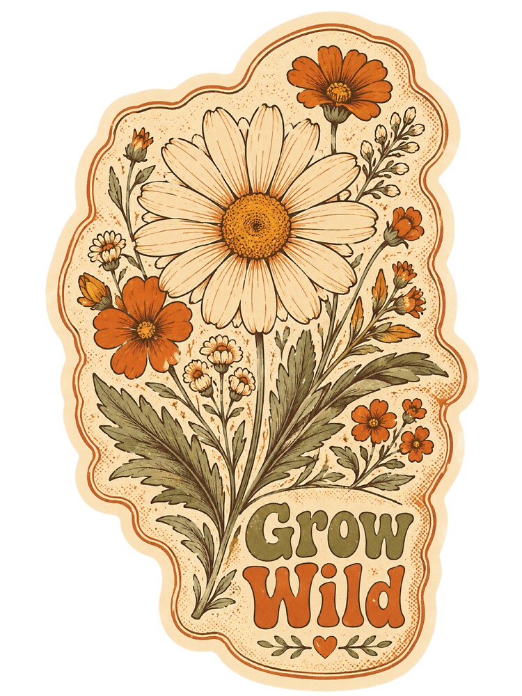 Retro Daisy Vintage Botanical Floral Sticker by ravikiran2195