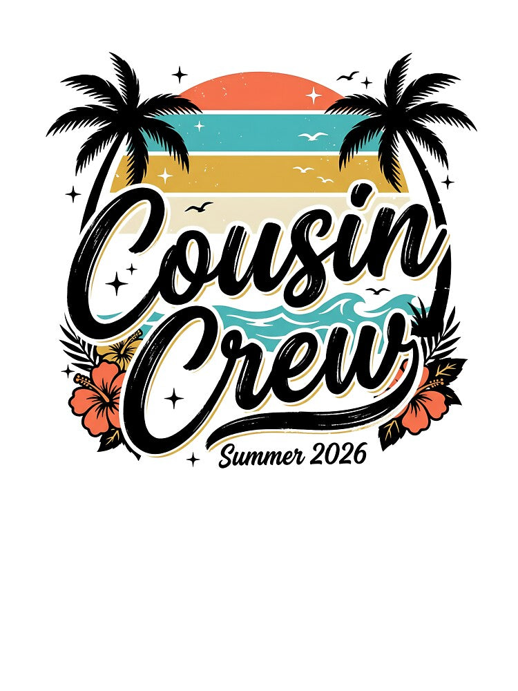 Cousin Crew Summer 2026 Retro Beach Vacation Family Matching Design by get55shirt