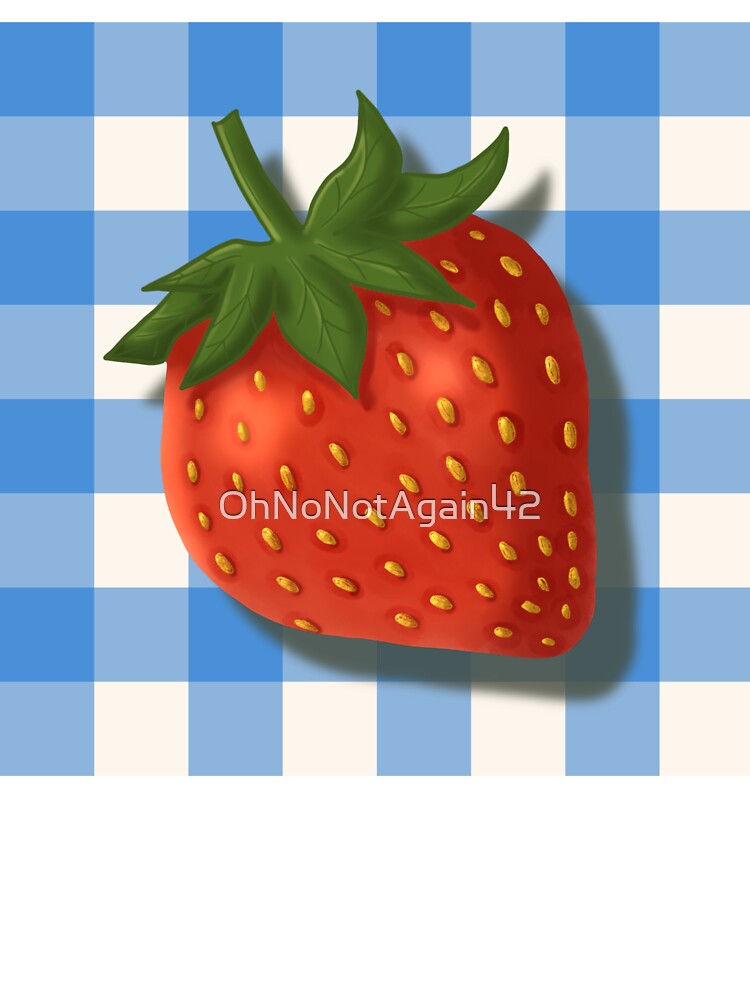 Strawberry on blue gingham - French country floral by OhNoNotAgain42