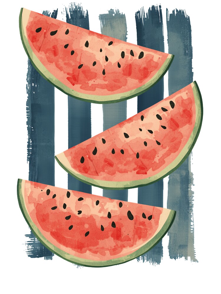Watercolor Watermelon Summer Fruit Rustic Botanical Art Design by wecrea