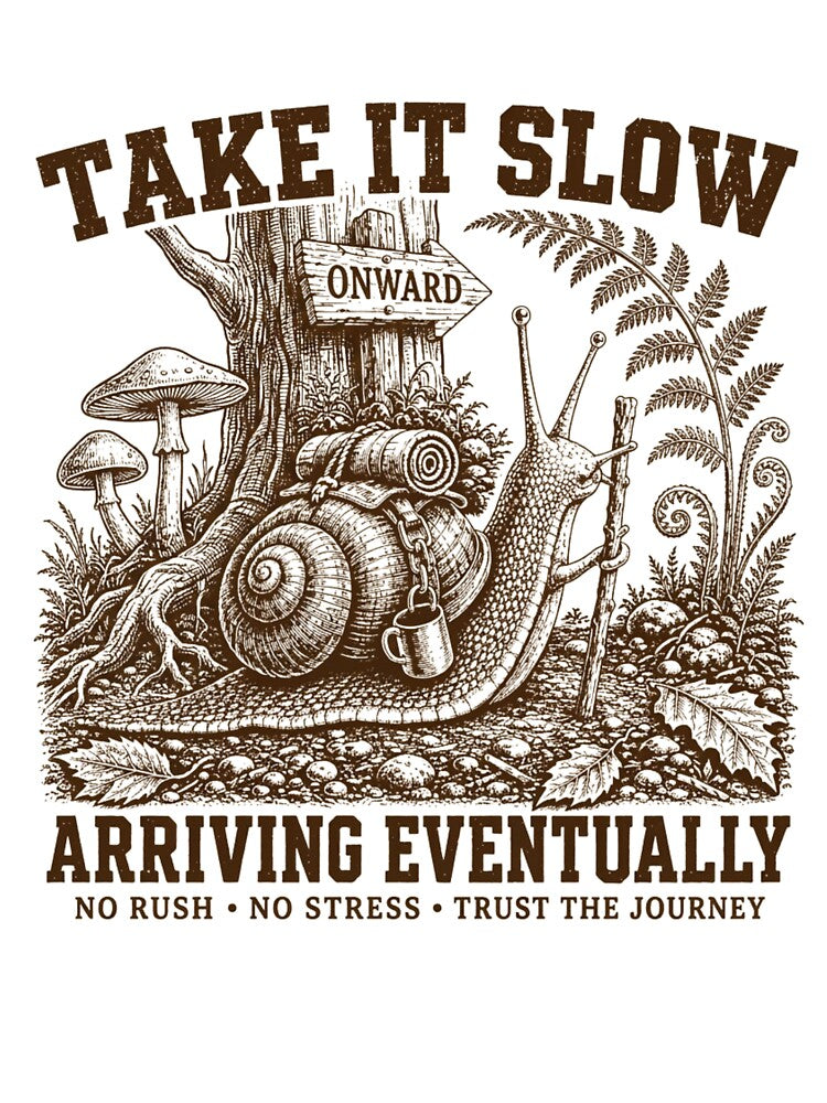 Take It Slow Snail Vintage Nature Illustration by SiarheiYur