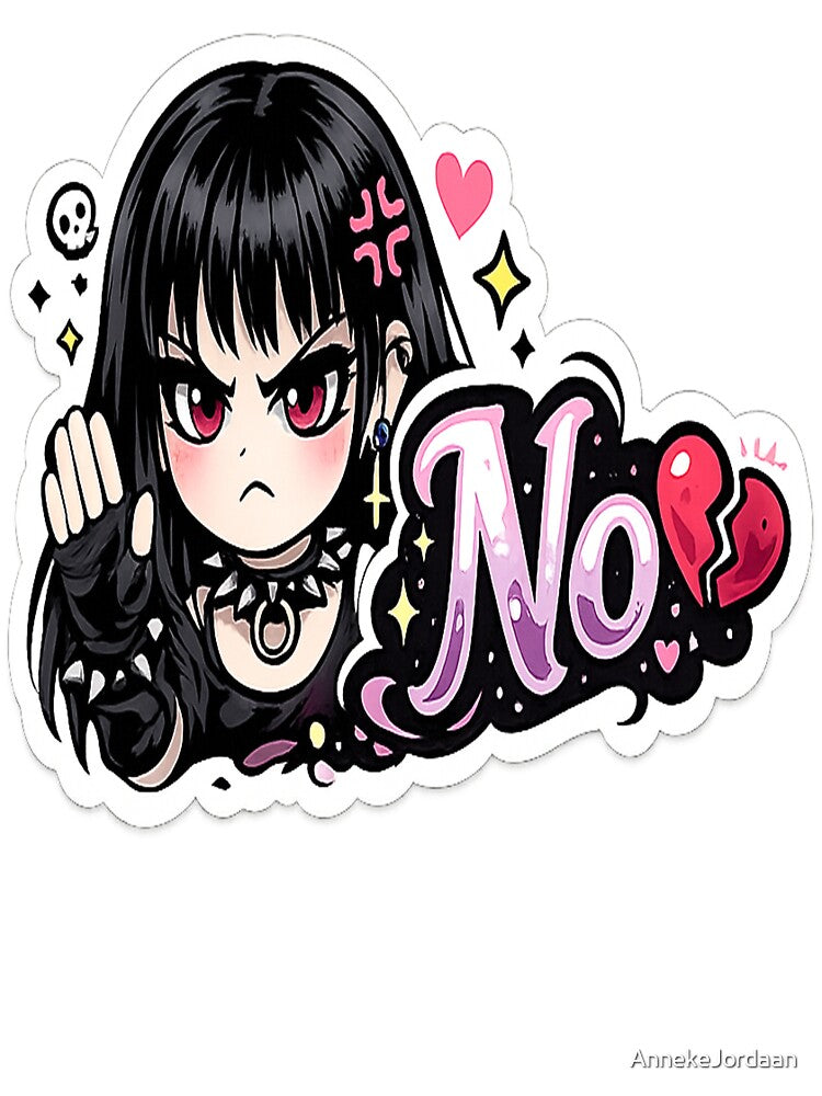 No Cute Angry Goth Girl Sticker by AnnekeJordaan