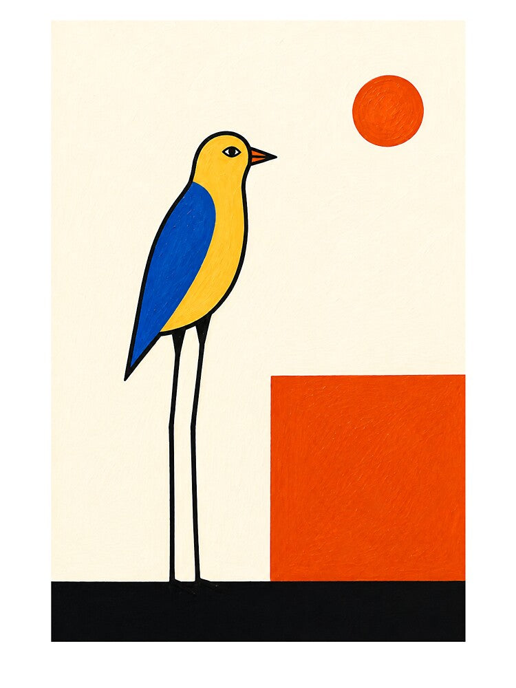 "Tall Bird at Dusk" - Modern Bird Art by Filora Atelier | Bird Art