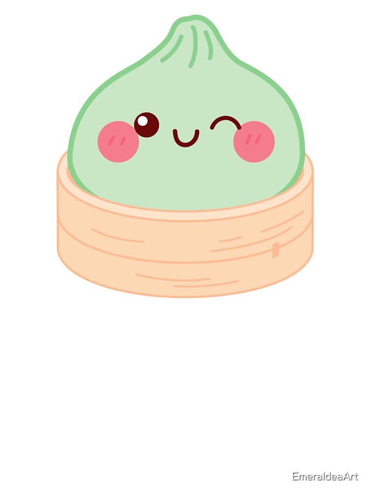 Kawaii Light green Squishy Dumpling in bamboo steamer basket by EmeraldeaArt