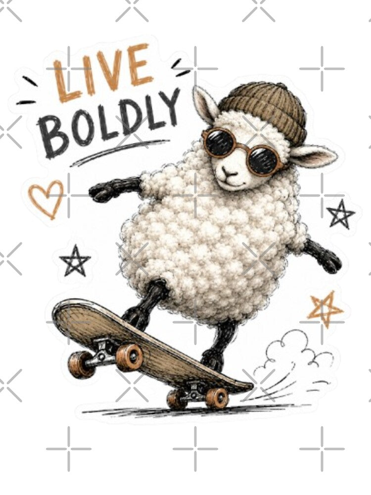 Skateboarding Sheep Living Boldly by Snurly
