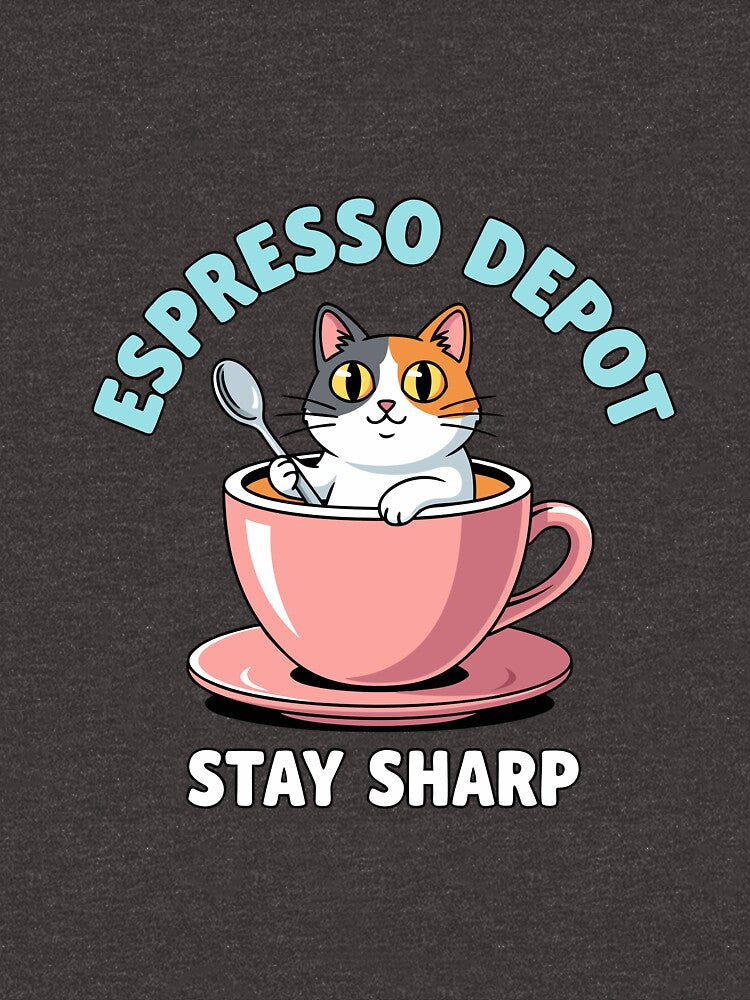 Kawaii Calico Cat Espresso Depot Pop-Art T-Shirt by mantra2023