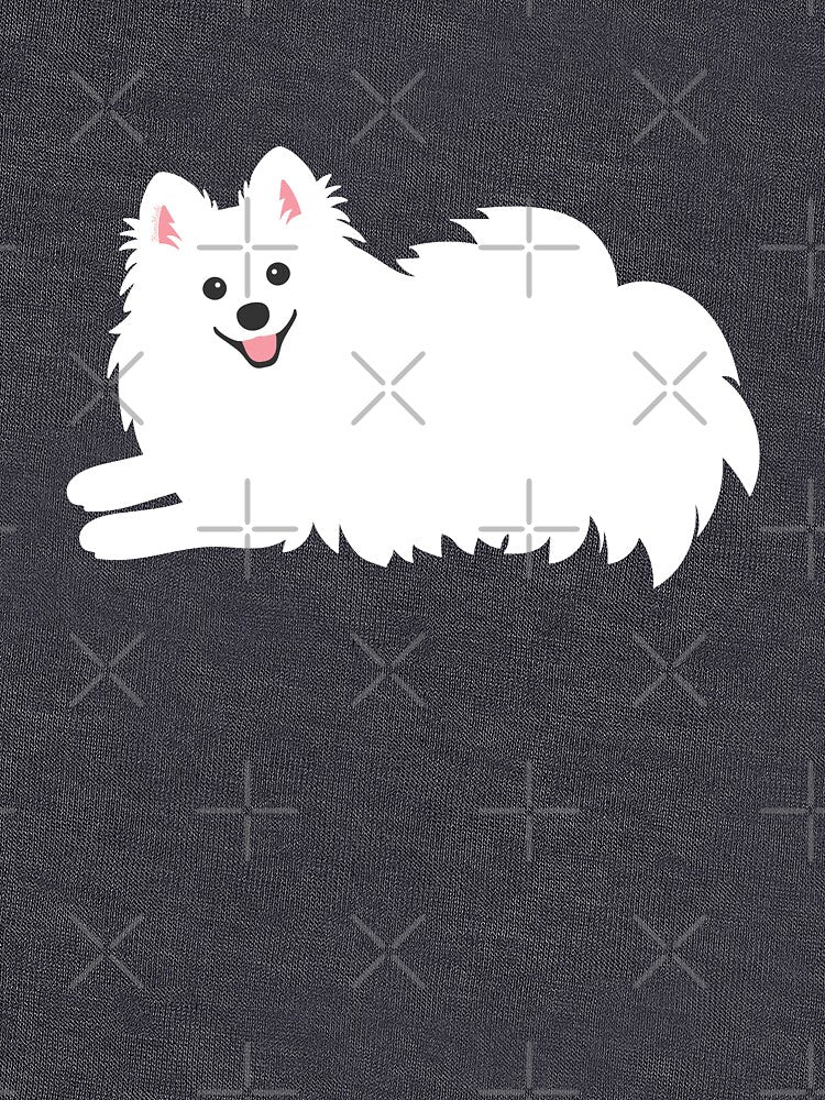 Waiting Japanese Spitz Puppy Dog - KamaHachi Sky Blue by kamahachi