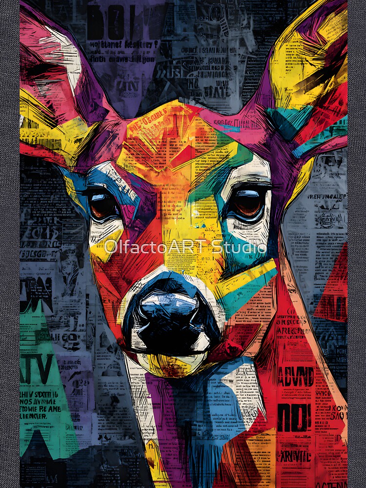 Protect the Wild Deer - Dynamic Face Composition with Colorful Patterns and Typography by OlfactoART Studio