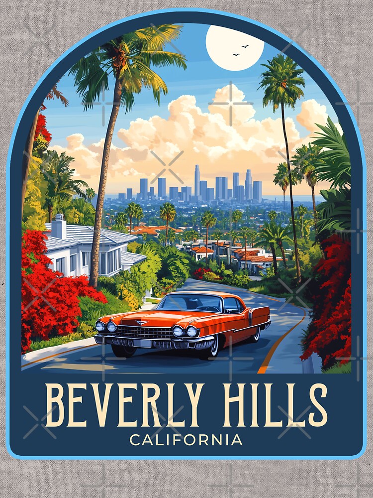 Beverly Hills Vintage Travel Illustration by HomeLivingCo
