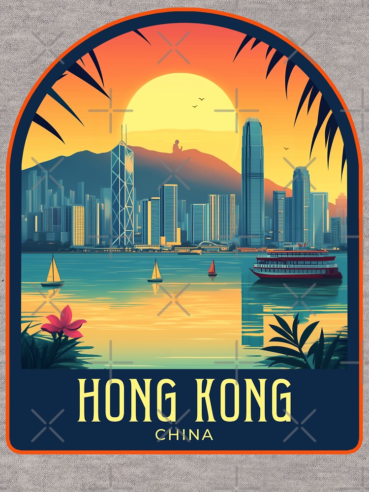 Hong Kong  Vintage Travel Illustration by HomeLivingCo