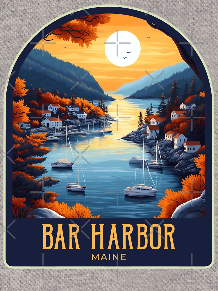 Bar Harbor Vintage Travel Illustration by HomeLivingCo