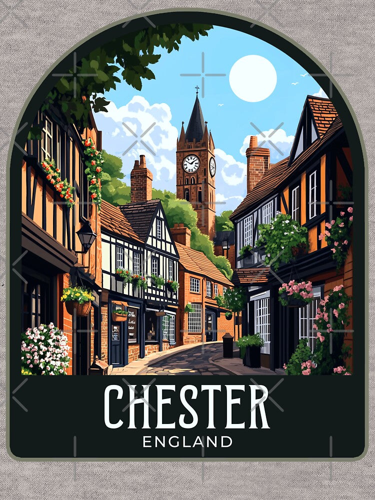 Chester Vintage Travel Illustration by HomeLivingCo