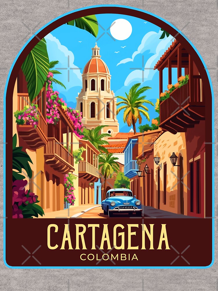 Cartagena Vintage Travel Illustration by HomeLivingCo