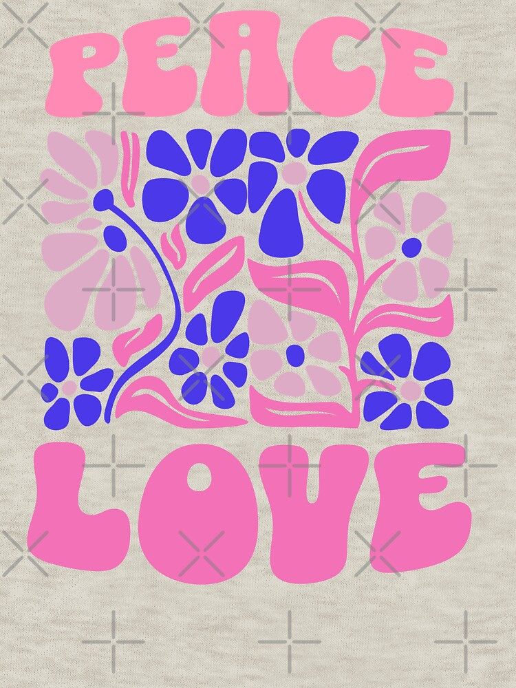 Peace and Love floral print by Swanny's Custom T-shirt and Gift Designs