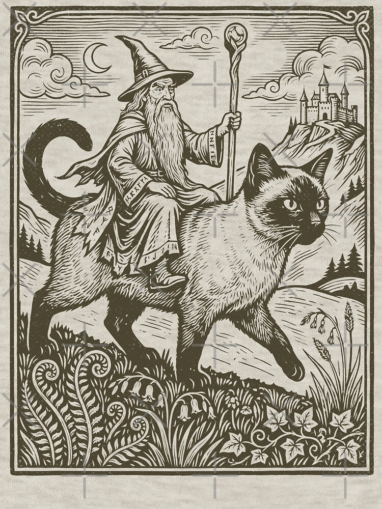 Wizard Siamese Cat Vintage Medieval Sorcerer by Y-Vibes