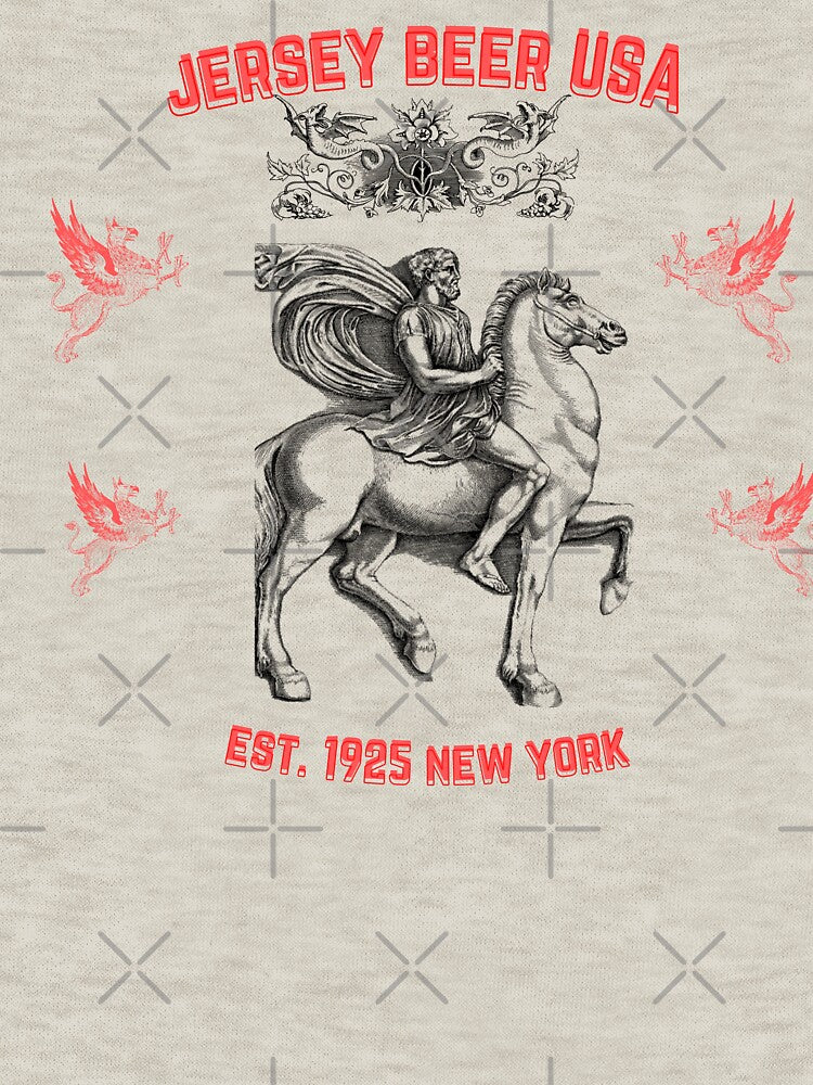 Jersey Beer USA New York 1925 Est. Greek Horseman Horse - 01 by Henk GoGo T-Shirts ⭐️⭐️⭐️⭐️⭐️