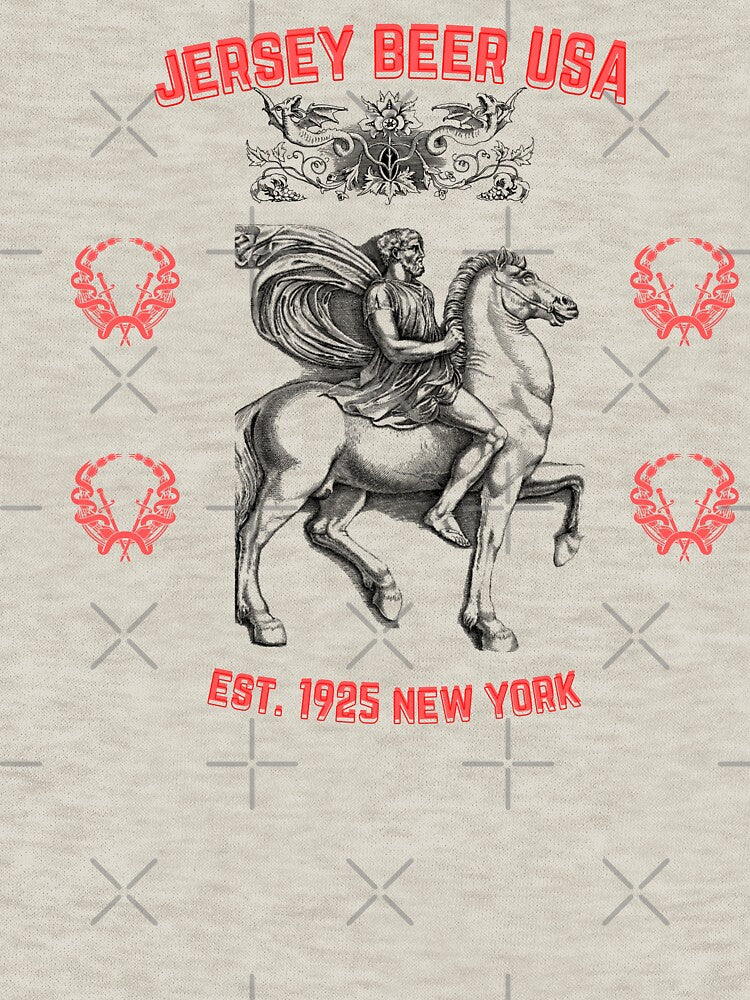 Jersey Beer USA New York 1925 Est. Greek Horseman Horse - 03 by Henk GoGo T-Shirts ⭐️⭐️⭐️⭐️⭐️