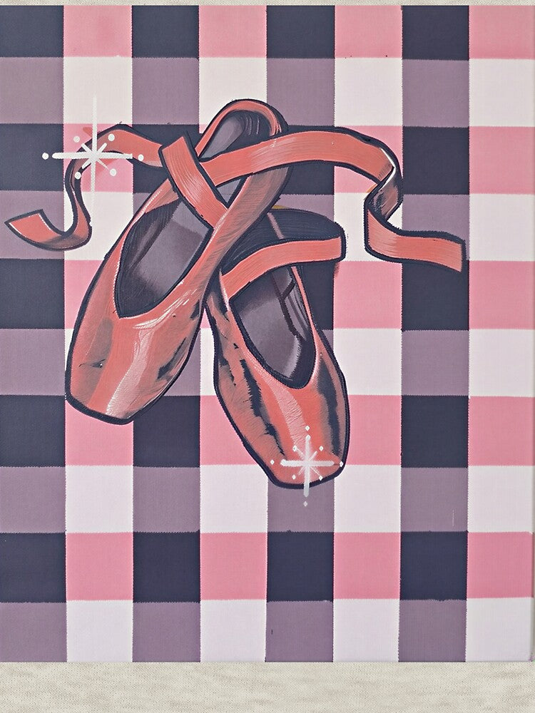 Pink Ballet Slippers on Plaid by Hearthuestudios