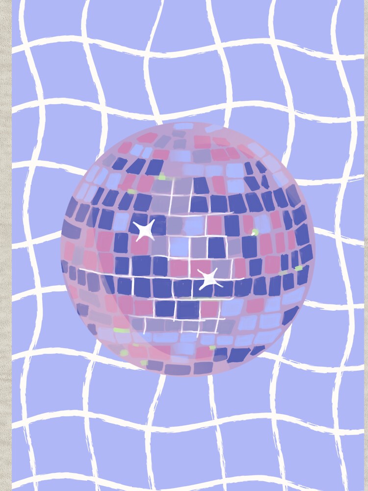 Pastel Disco Ball Illustration on Lavender Wavy Grid by samahl_l