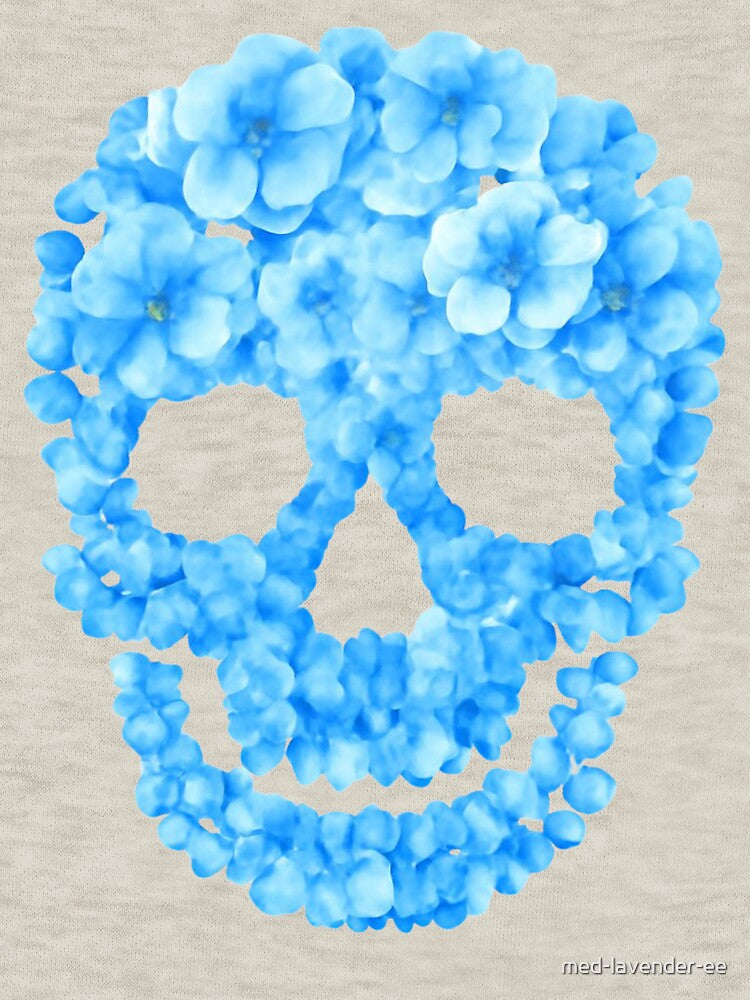 Blue Floral Skull | Cute Gothic Flower Skull by med-lavender-ee