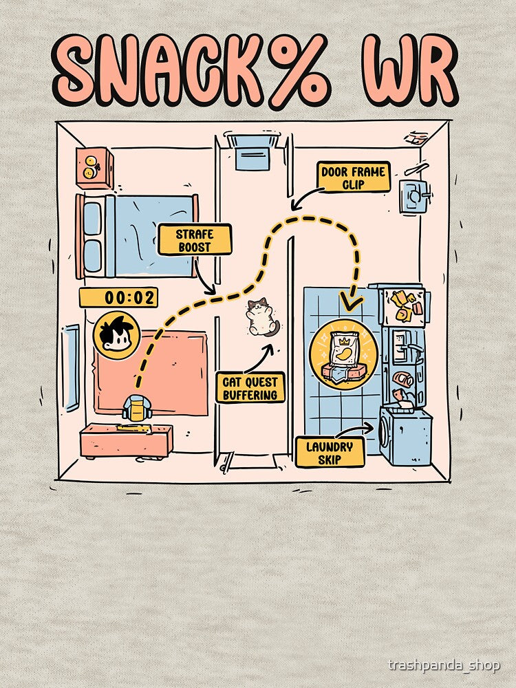Snack% WR | Funny Speedrun Gamer Cartoon by trashpanda_shop