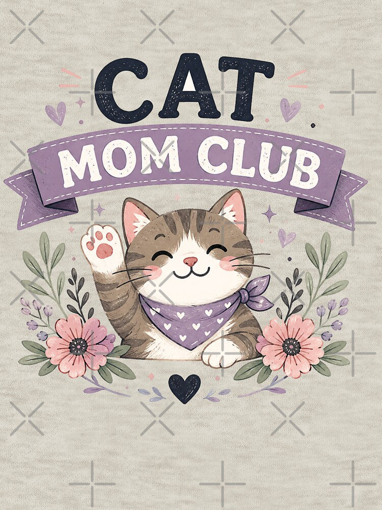 Cat Mom Club Cute Floral Cat Mom Gift Kawaii Cat Lover Design by MimiSabu