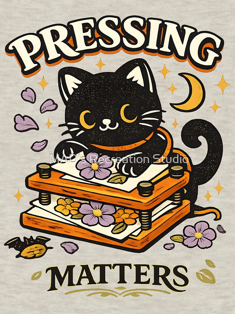 Pressing Matters Black Cat Botanical Flower Press Halloween Design by  MAD's Recreation Studio