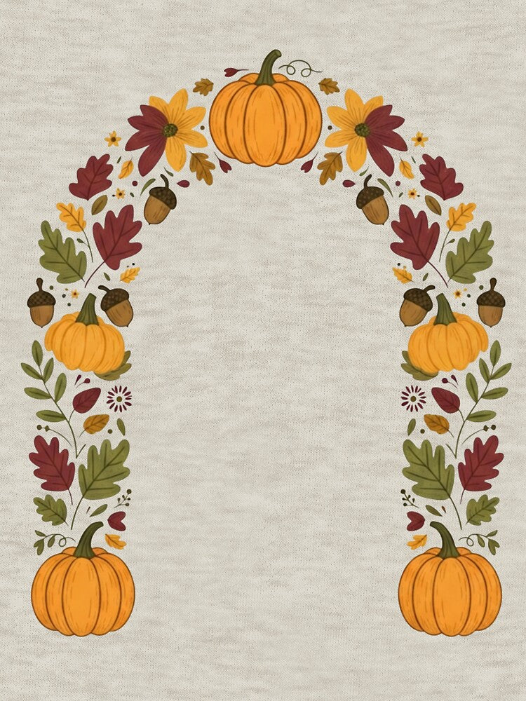 Boho Autumn Floral Arch Pumpkin Fall Botanical Frame by Dzblack