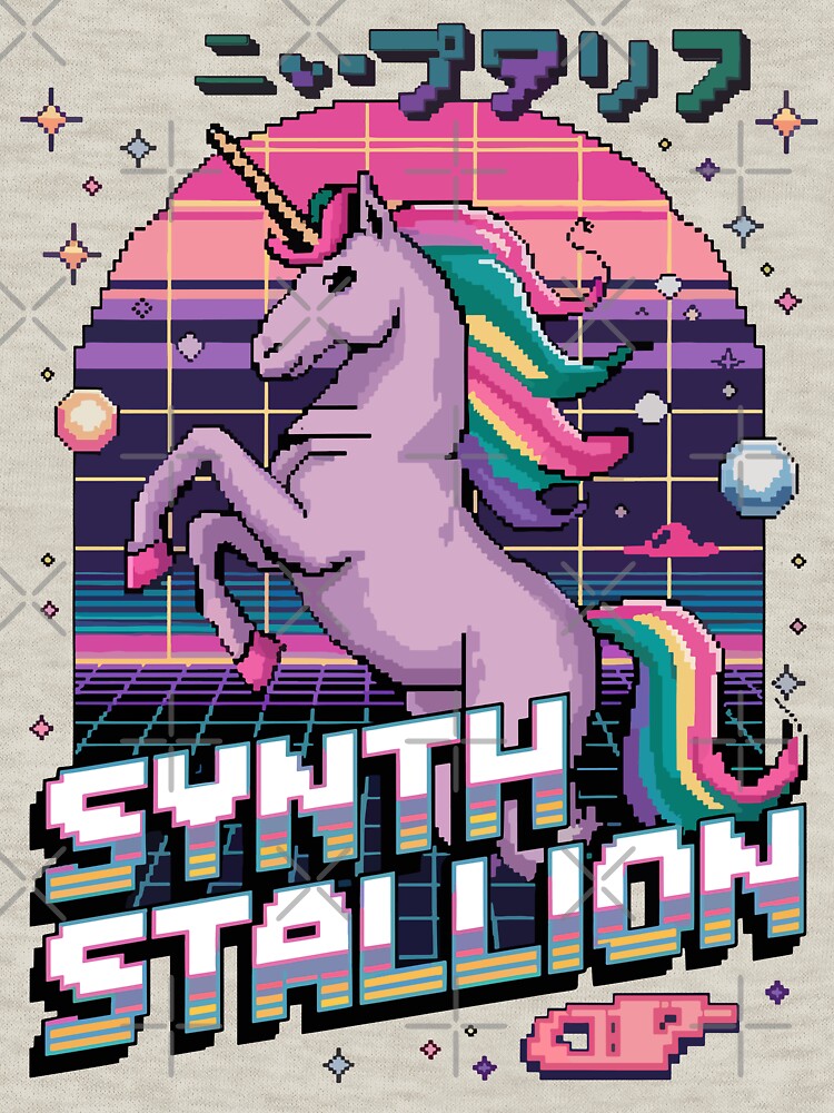 Synth Stallion – Retro Unicorn Pixel Art by NaturePixel