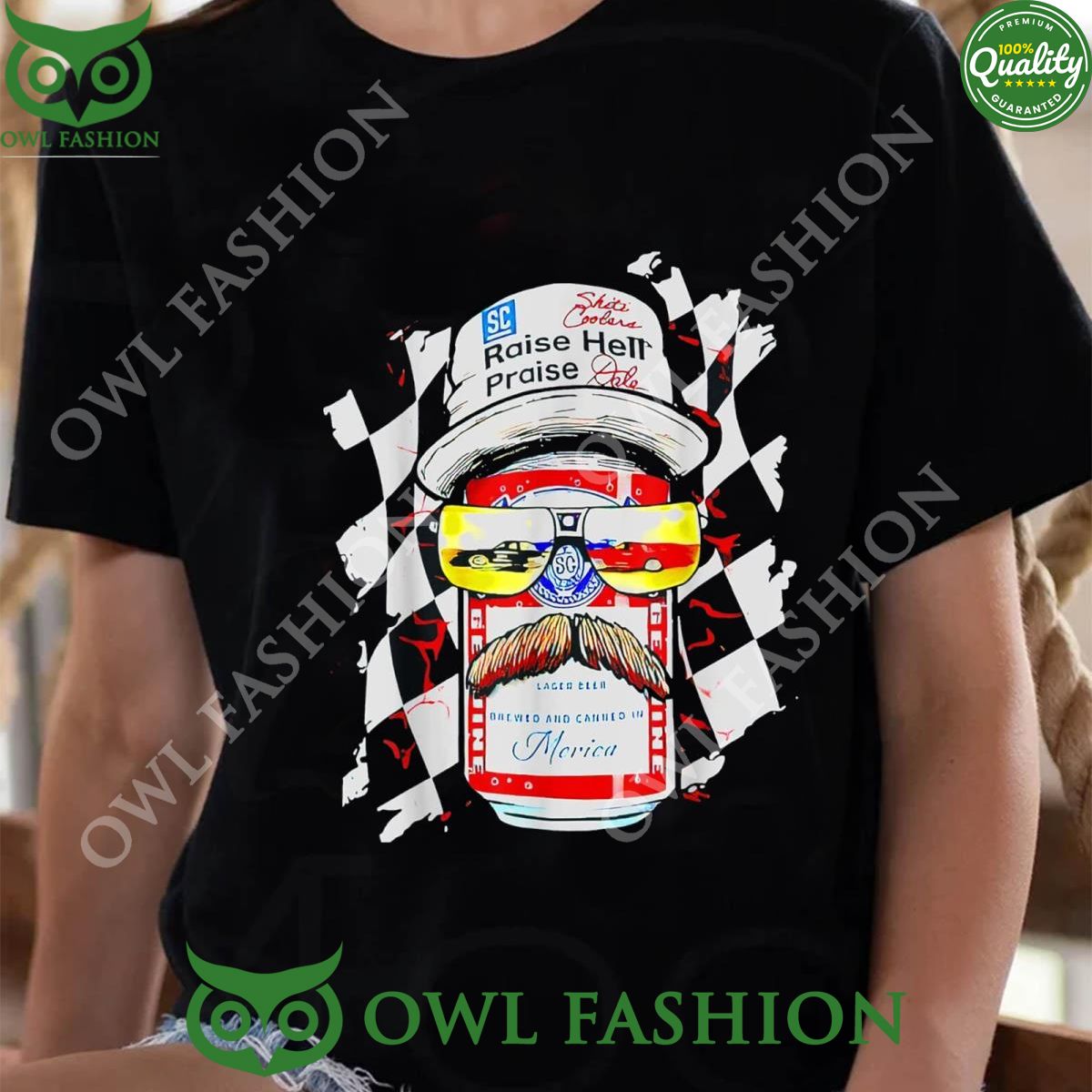 Raise hell praise dale vintage funny old man drinking beer t shirt