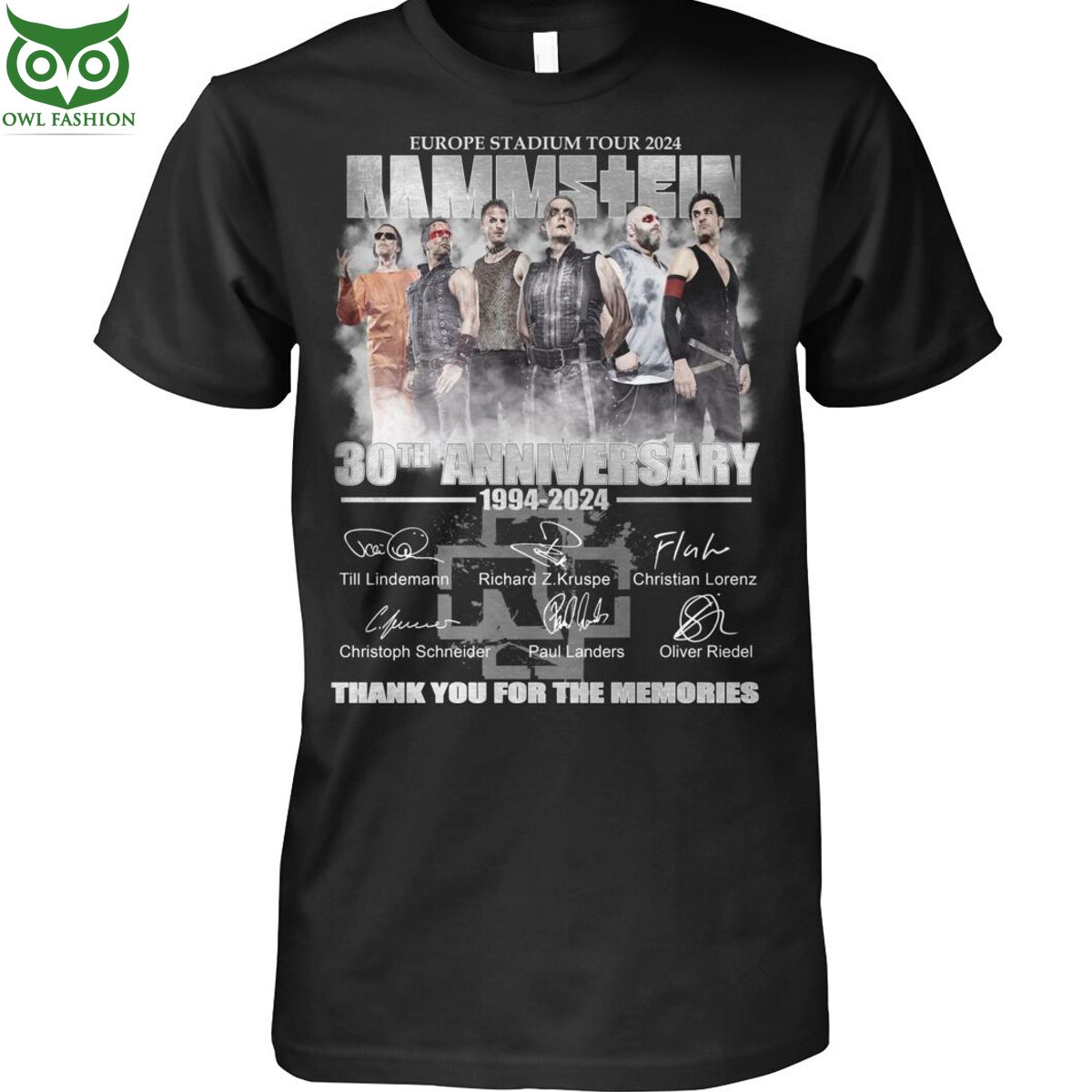 rammstein tour 30th anniversary 1994 2024 memories t shirt rock band Shop Owl Fashion
