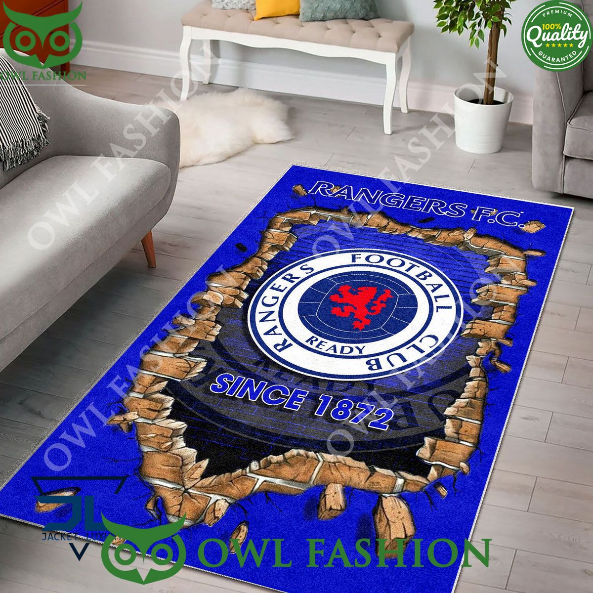 Rangers F.C. 1788 Scottish Broken Wall Living Room Carpet