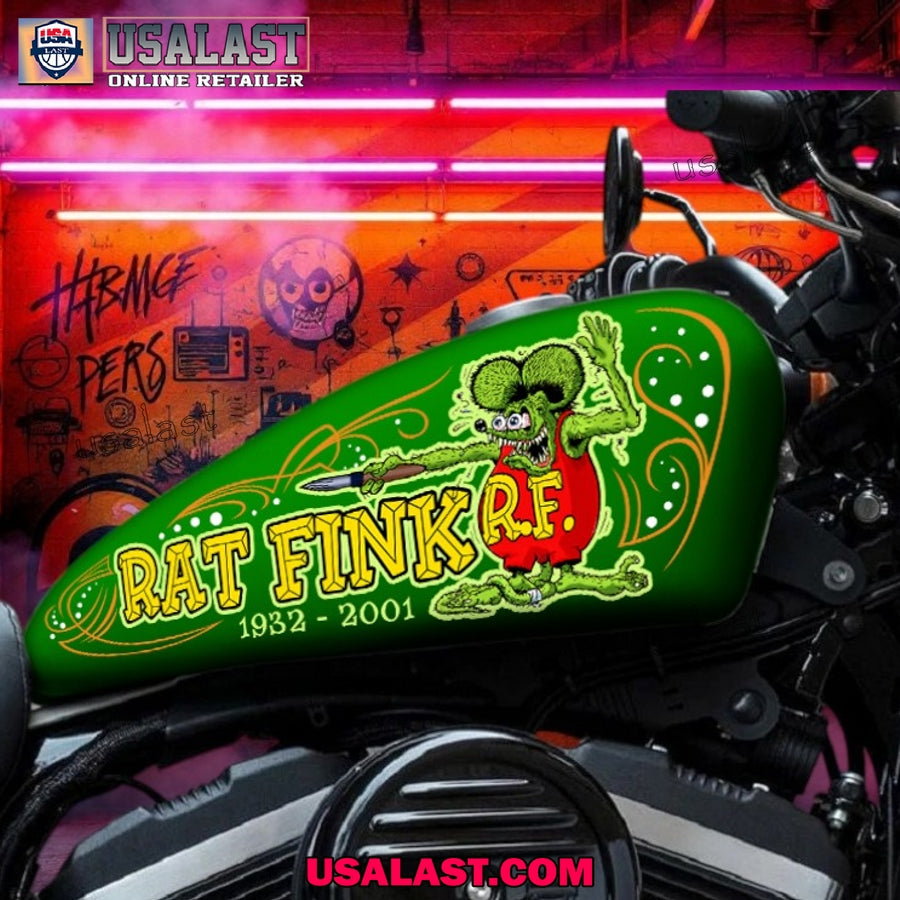 Rat Fink Motorcycle Custom Text Decal