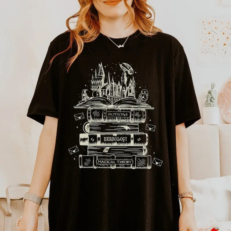 reading book wizard shirt dark academia gothic clothes birthday Christmas fandom gift Halloween herbology potions tshirt...