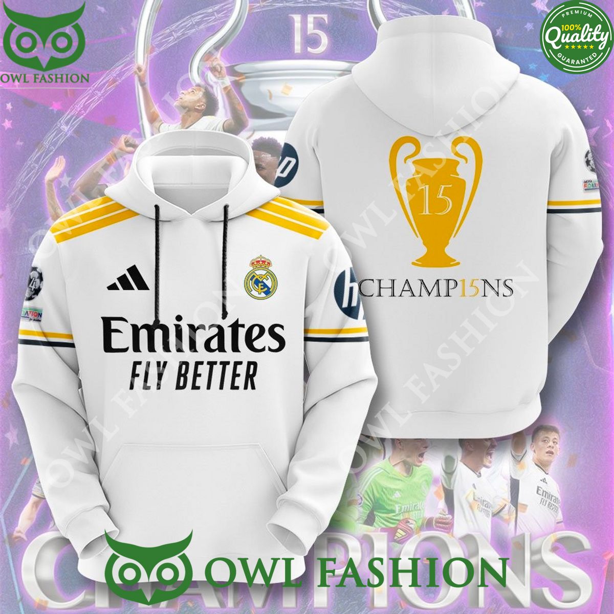Real Madrid White Champion Cup Limited Premium 3D Tshirt