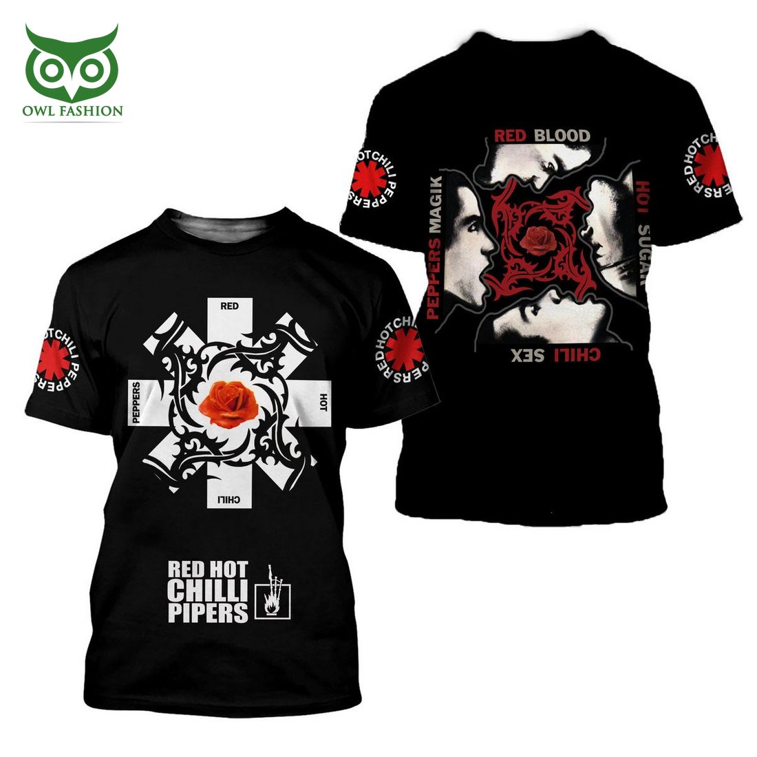 RED HOT CHILI PEPPERS Logo Black 3D Shirt
