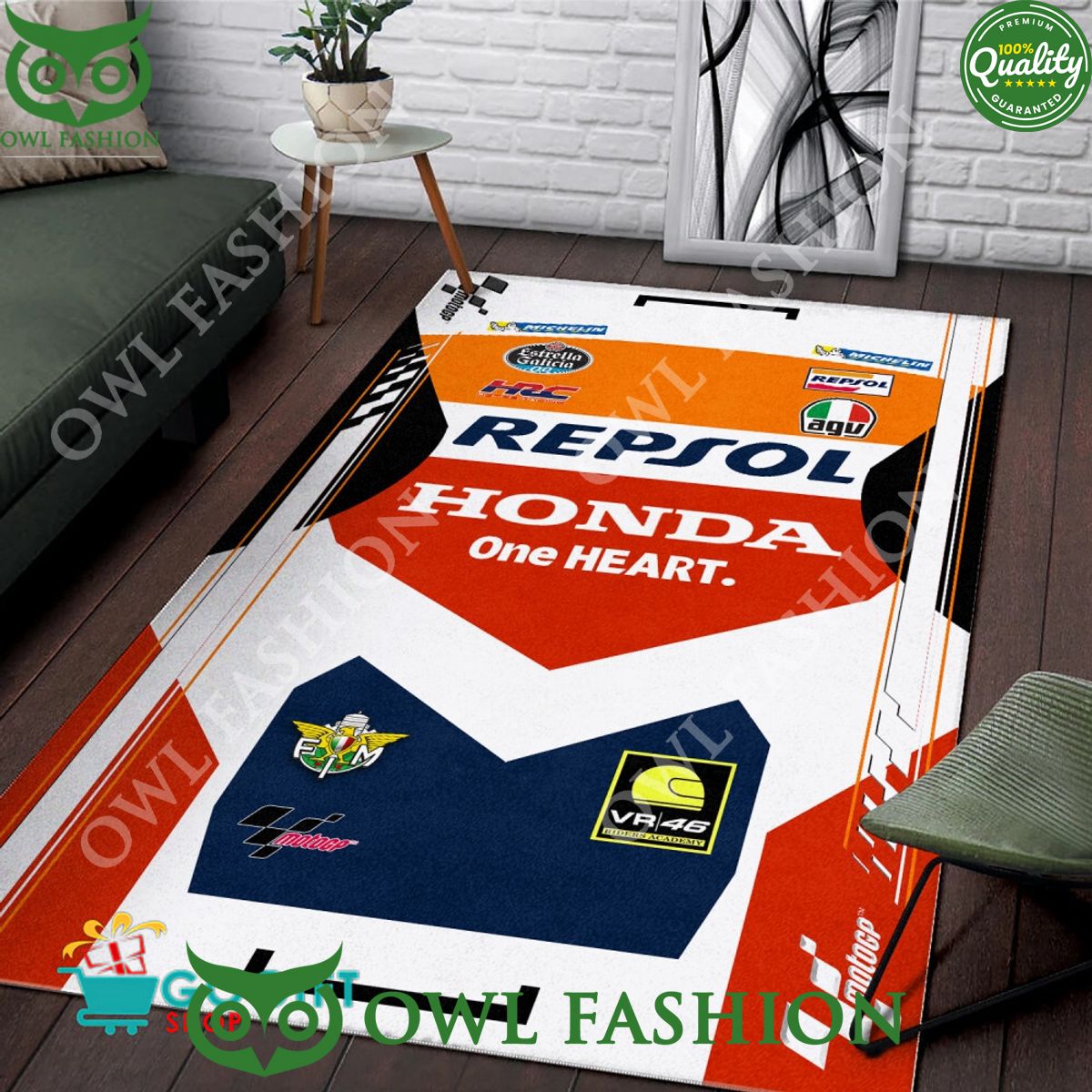 Repsol Honda Racing Team One Heart Carpet Rug