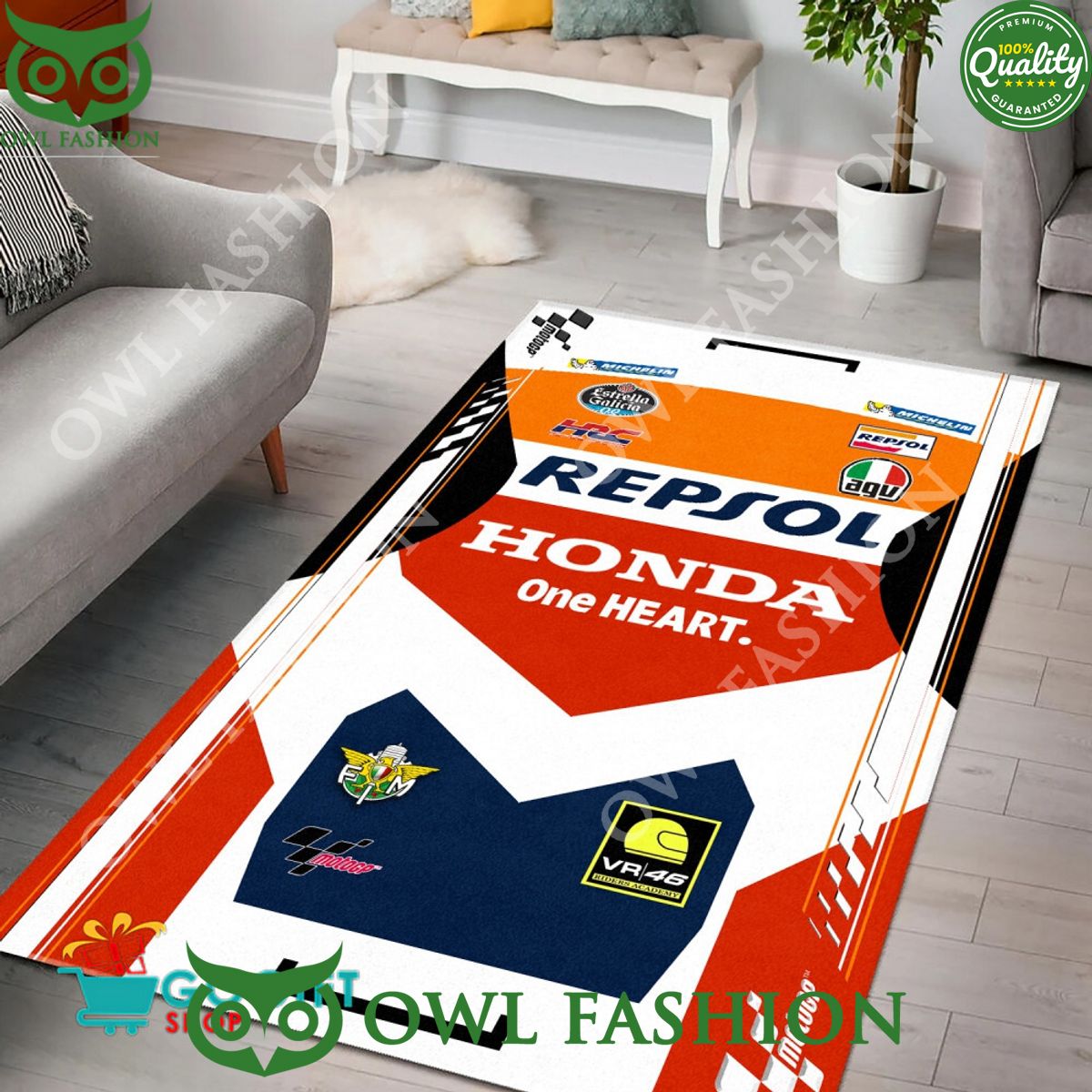 Repsol Honda Racing Team One Heart Carpet Rug